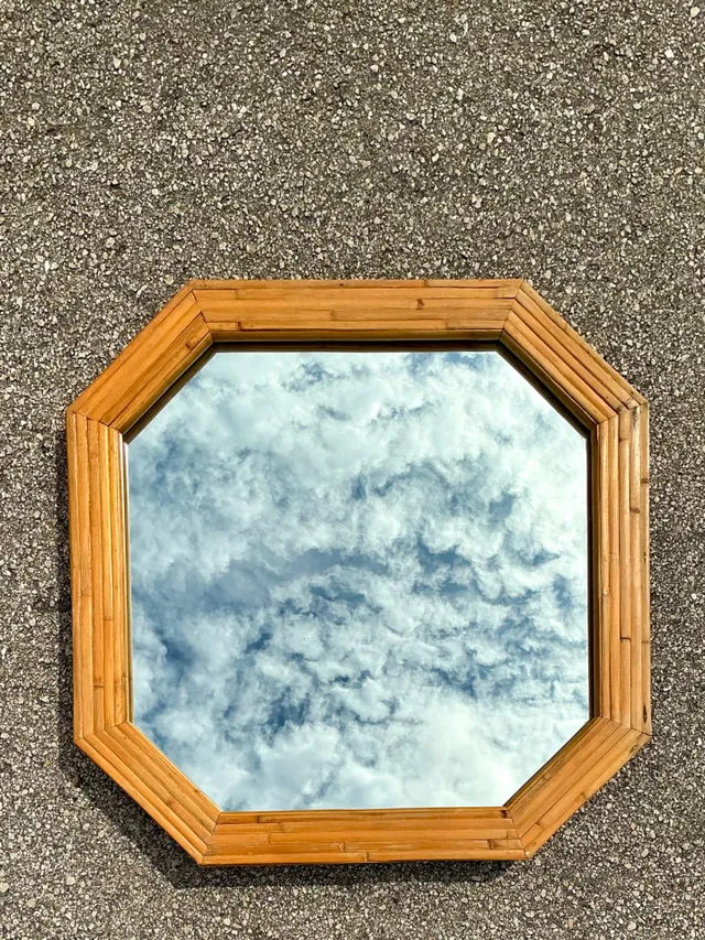 Vintage Octagonal Bamboo Wall Mirror — additional photo 3