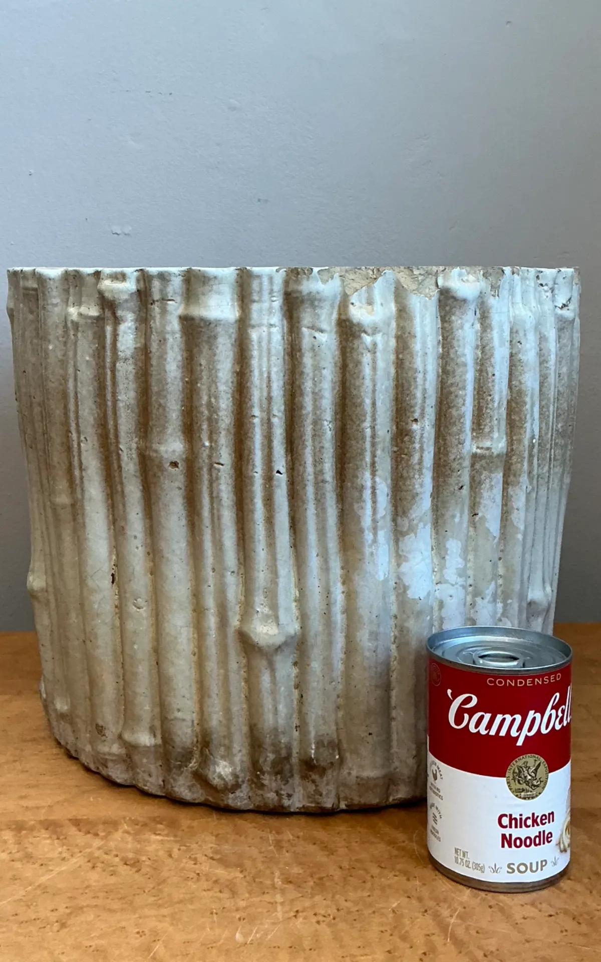 Vintage Faux Bamboo White Ceramic Pot — additional photo 7