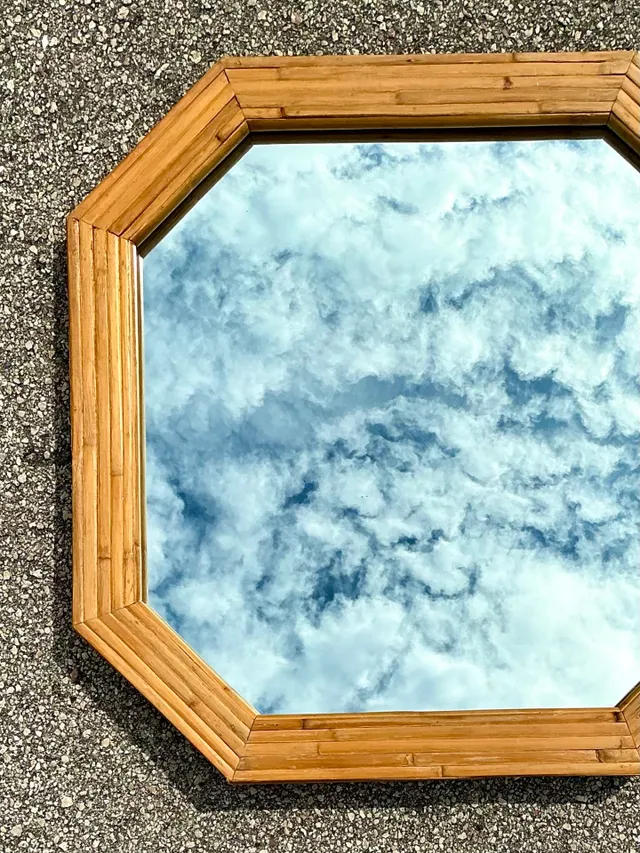 Vintage Octagonal Bamboo Wall Mirror — additional photo 2