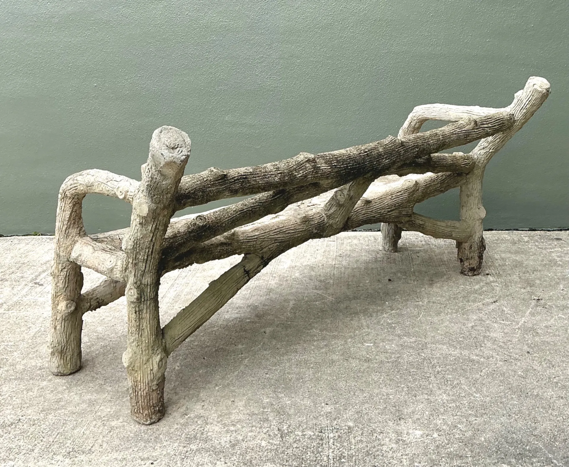 Vintage Faux Bois Concrete Garden Bench — additional photo 8