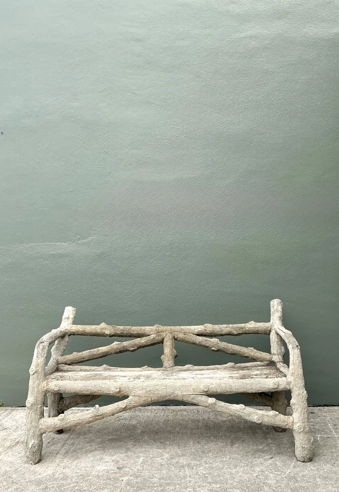 Vintage Faux Bois Concrete Garden Bench — additional photo 4