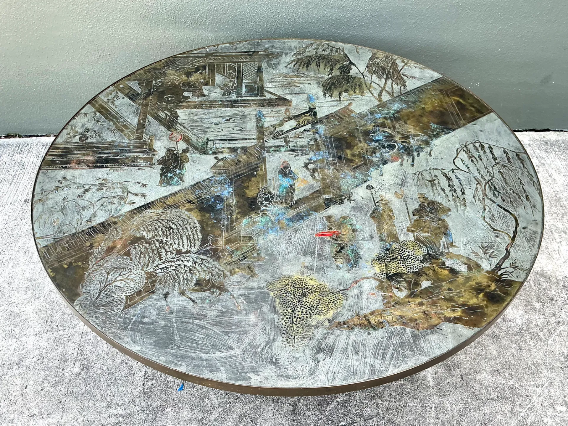 Vintage Phillip and Kelvin Laverne Etched Bronze Coffee Table — additional photo 8