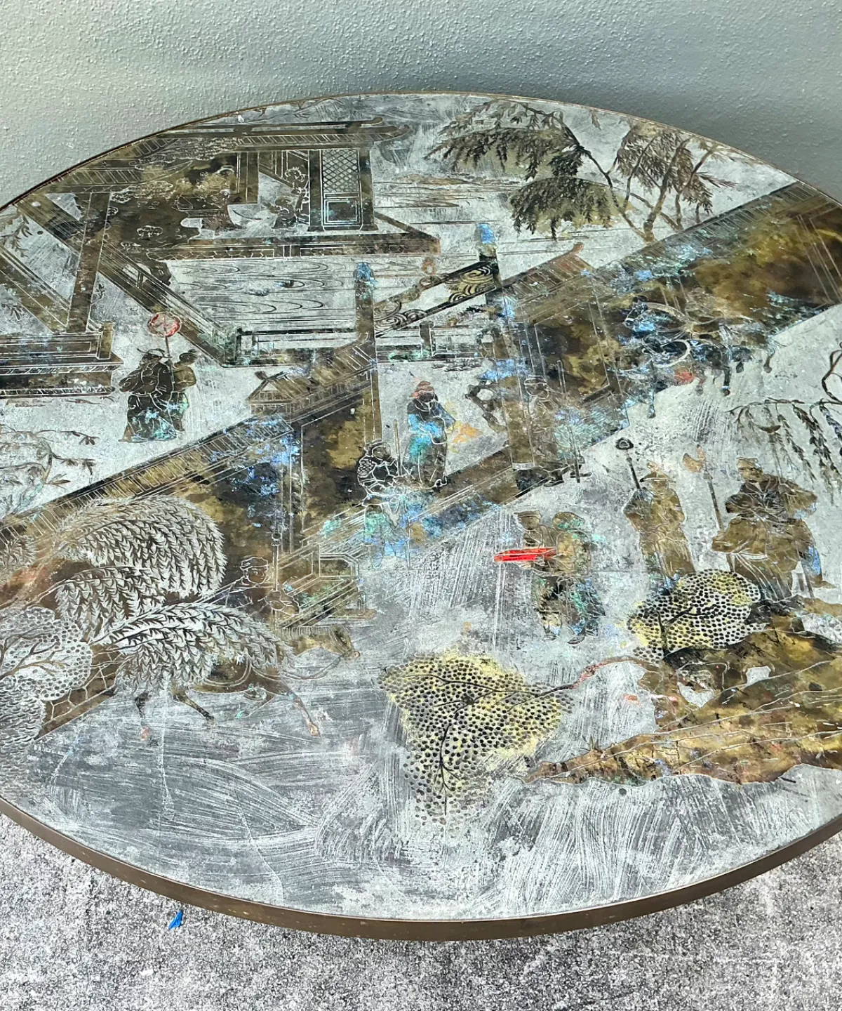 Vintage Phillip and Kelvin Laverne Etched Bronze Coffee Table — additional photo 8