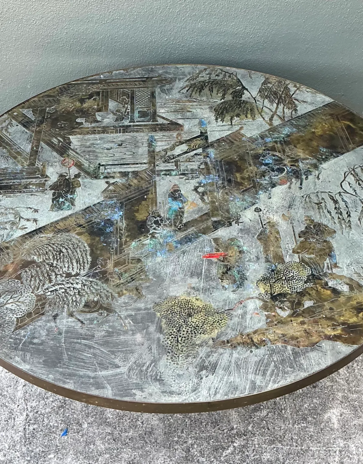 Vintage Phillip and Kelvin Laverne Etched Bronze Coffee Table — additional photo 5