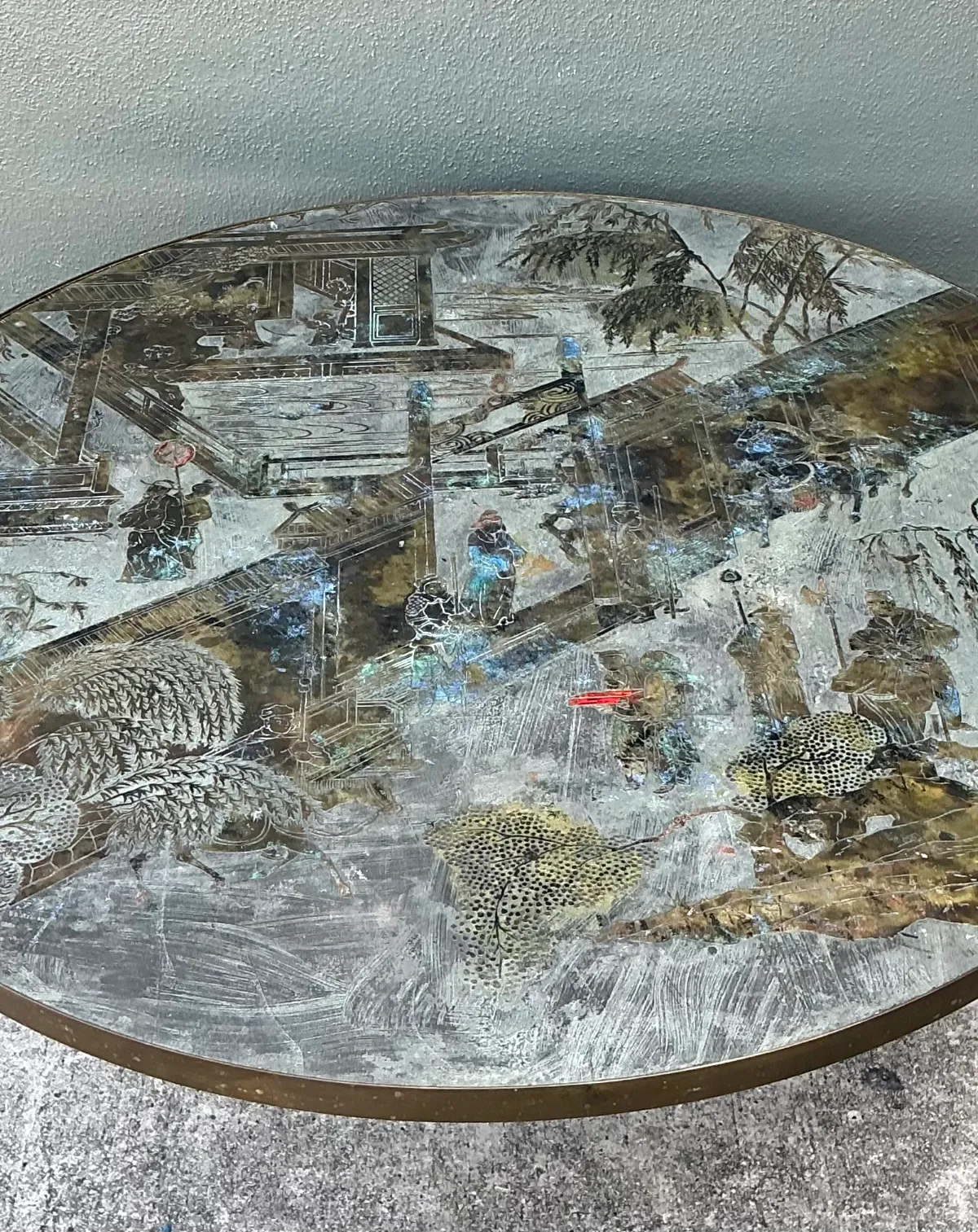 Vintage Phillip and Kelvin Laverne Etched Bronze Coffee Table — additional photo 2