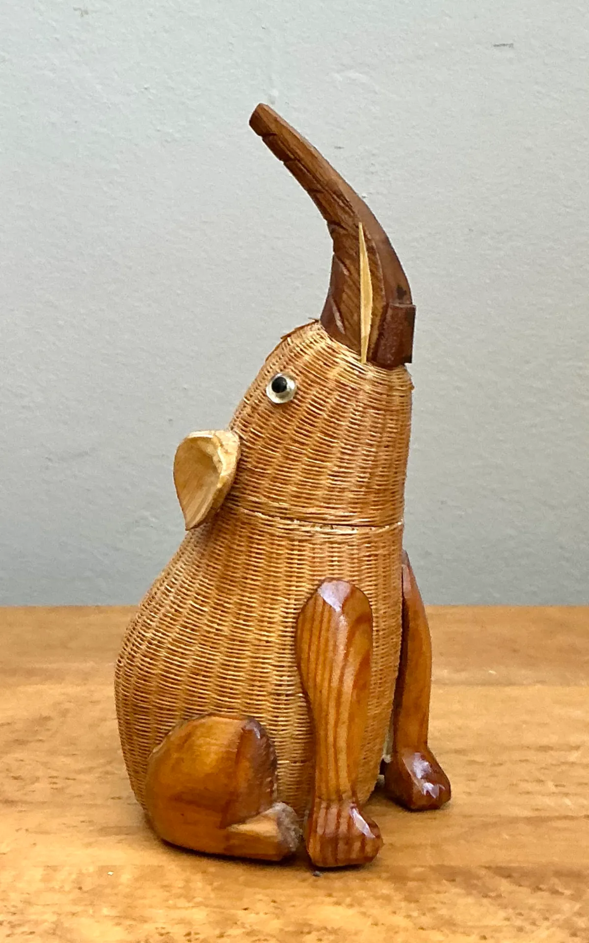 Vintage Shanghai Weave Rattan Elephant — additional photo 3