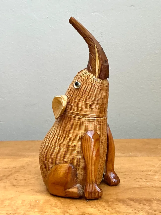Vintage Shanghai Weave Rattan Elephant — additional photo 1