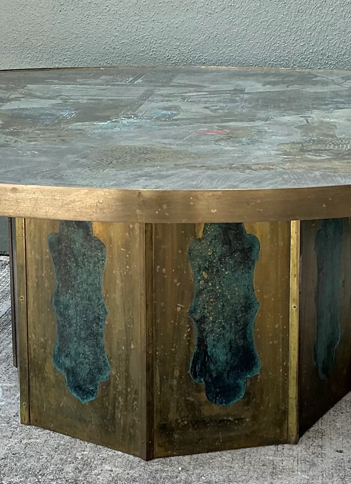 Vintage Phillip and Kelvin Laverne Etched Bronze Coffee Table — additional photo 6