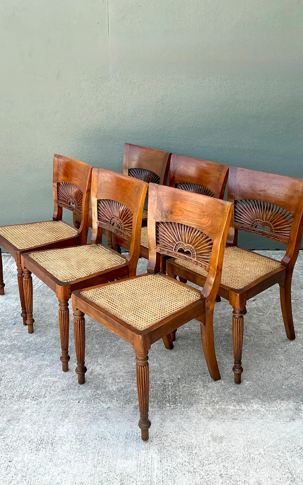 Vintage Bauer Wood and Cane Dining Chairs - Set of 6