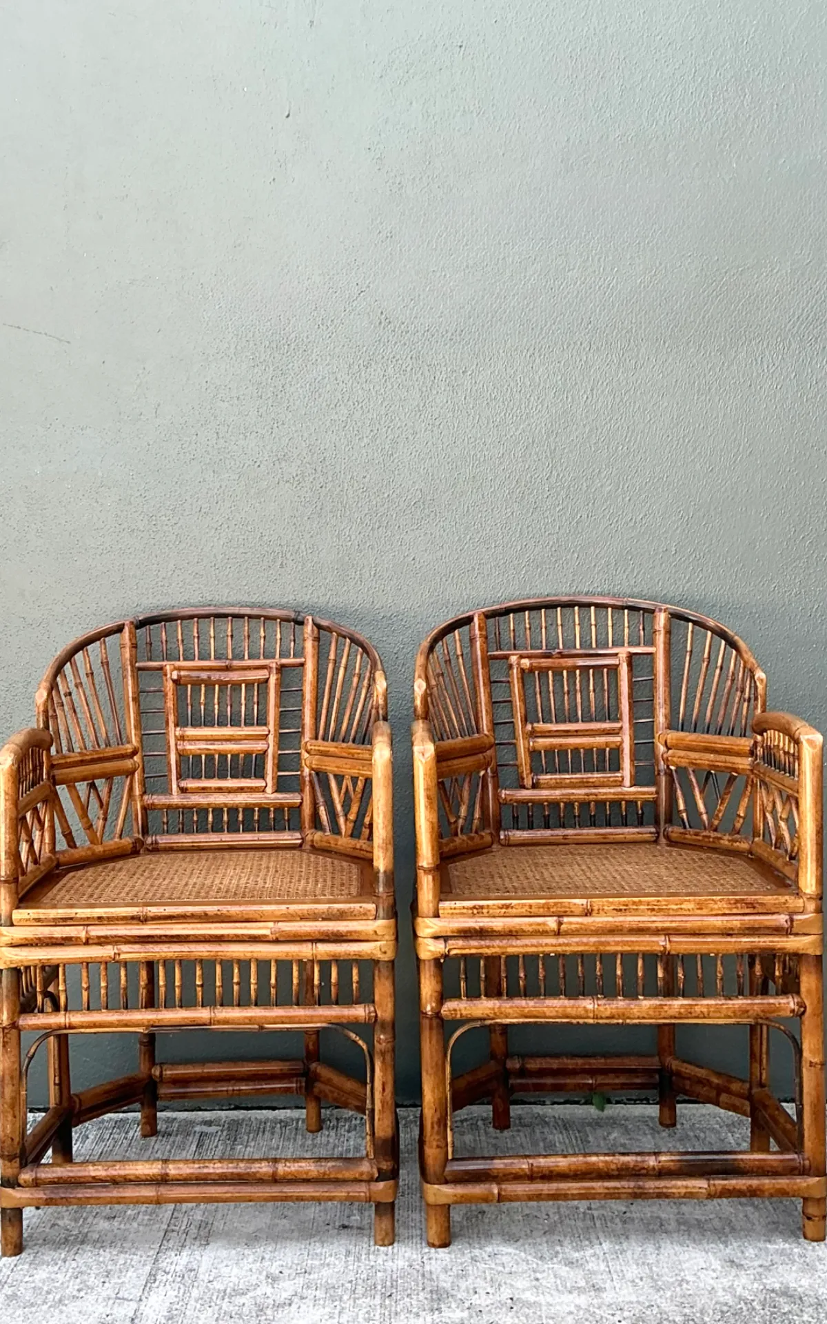 Vintage Rattan Brighton Pavillion Lounge Chairs - A Pair