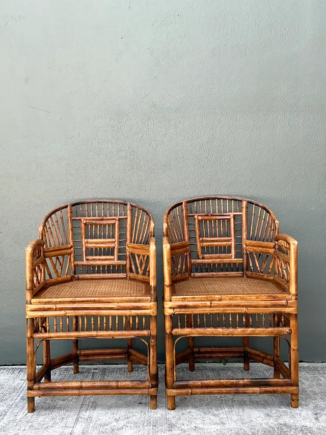 Vintage Rattan Brighton Pavillion Lounge Chairs - A Pair — additional photo 1