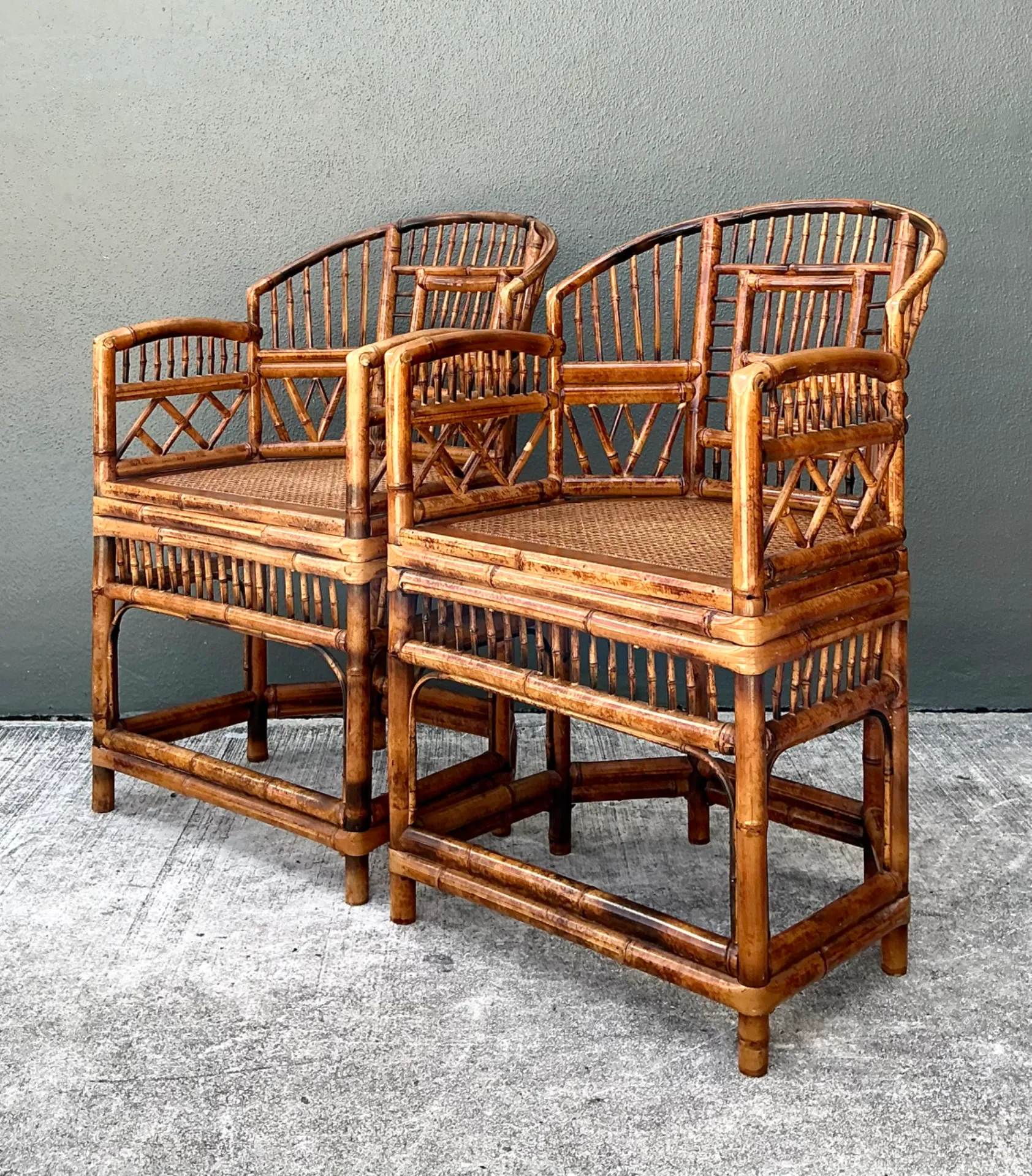 Vintage Rattan Brighton Pavillion Lounge Chairs - A Pair — additional photo 2