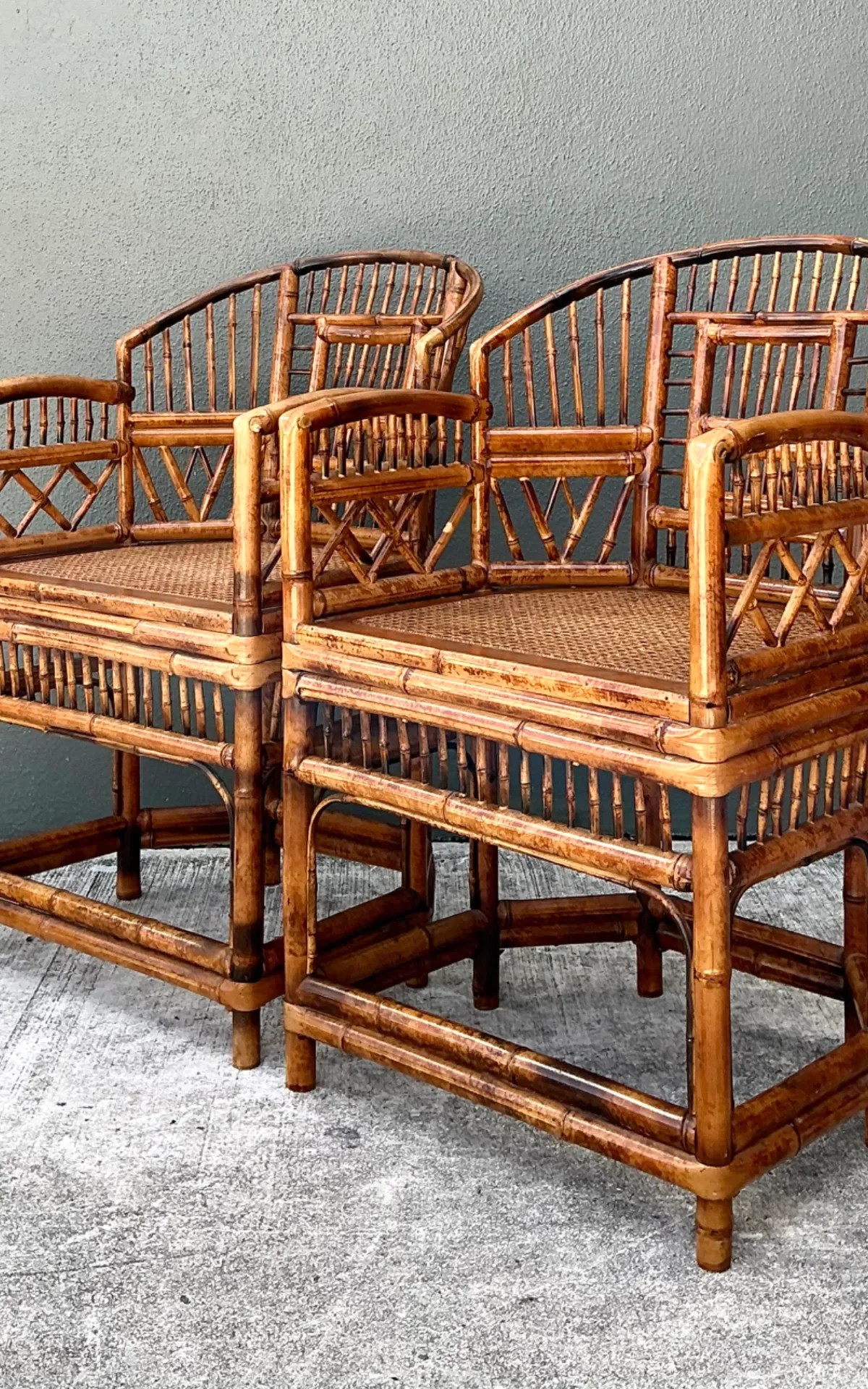 Vintage Rattan Brighton Pavillion Lounge Chairs - A Pair — additional photo 2