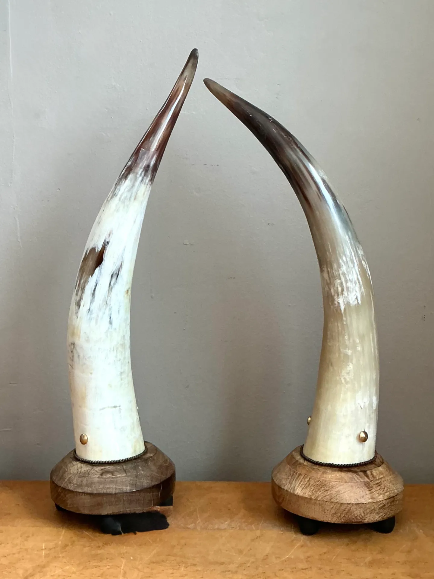 Vintage Horn and Wood Accent Lamps - Pair — additional photo 7