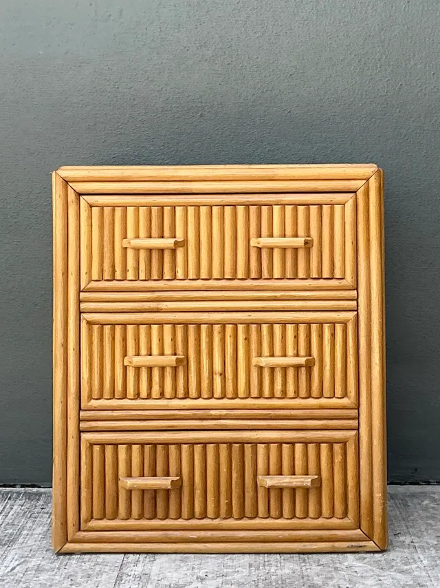 Vintage Rattan Three-Drawer Chest — additional photo 2