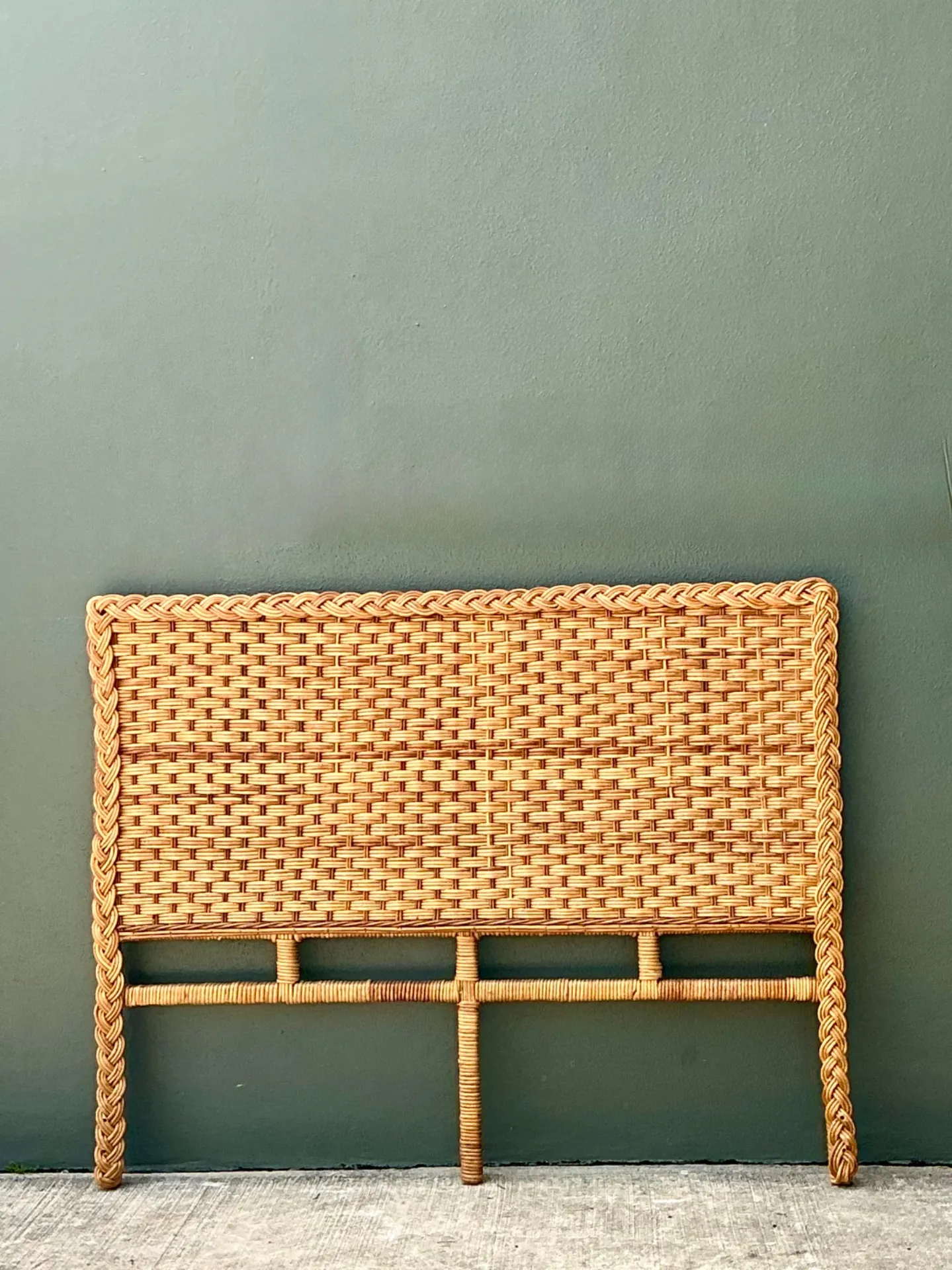 Vintage Braided Rattan Queen Headboard — additional photo 1