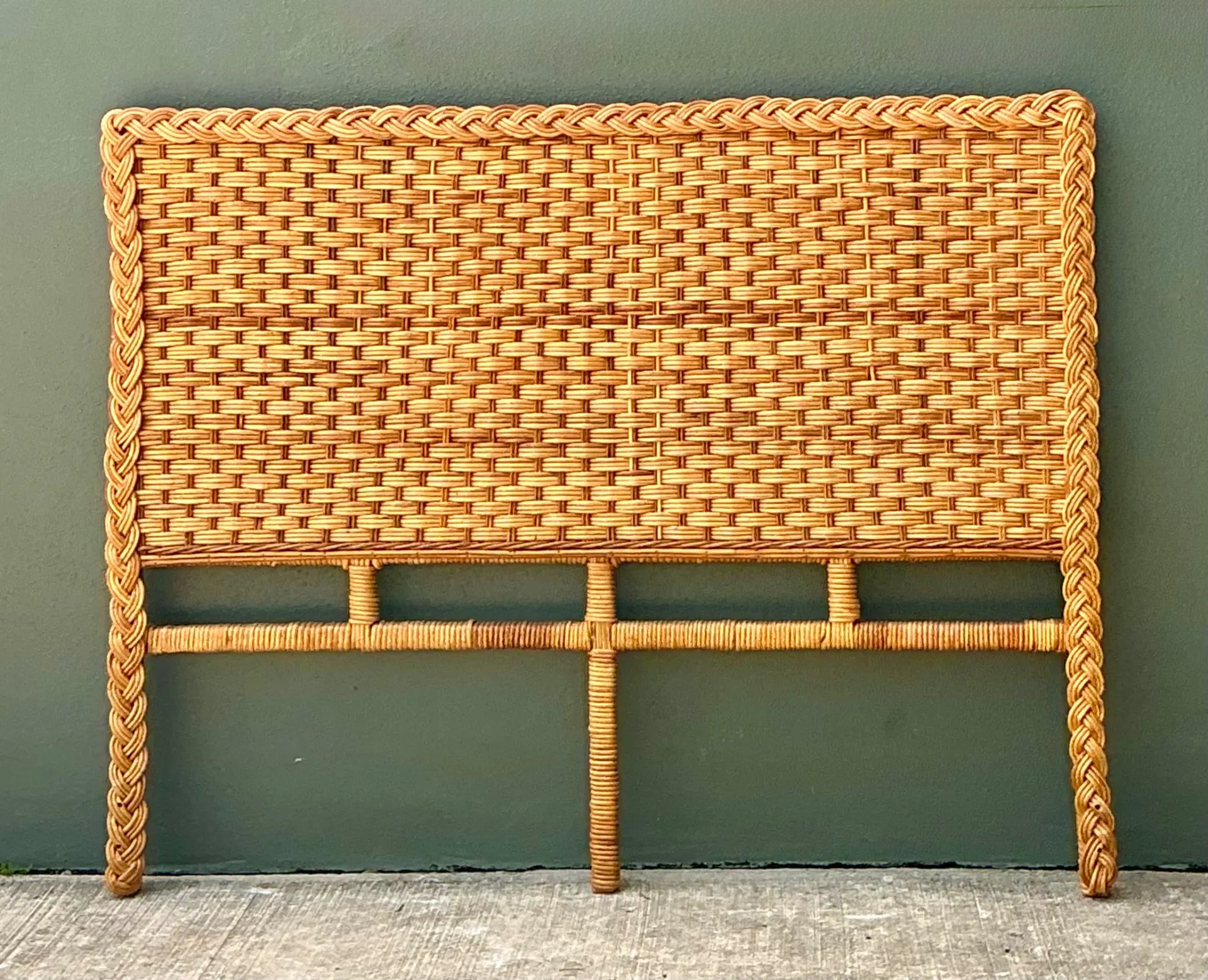 Vintage Braided Rattan Queen Headboard — additional photo 3