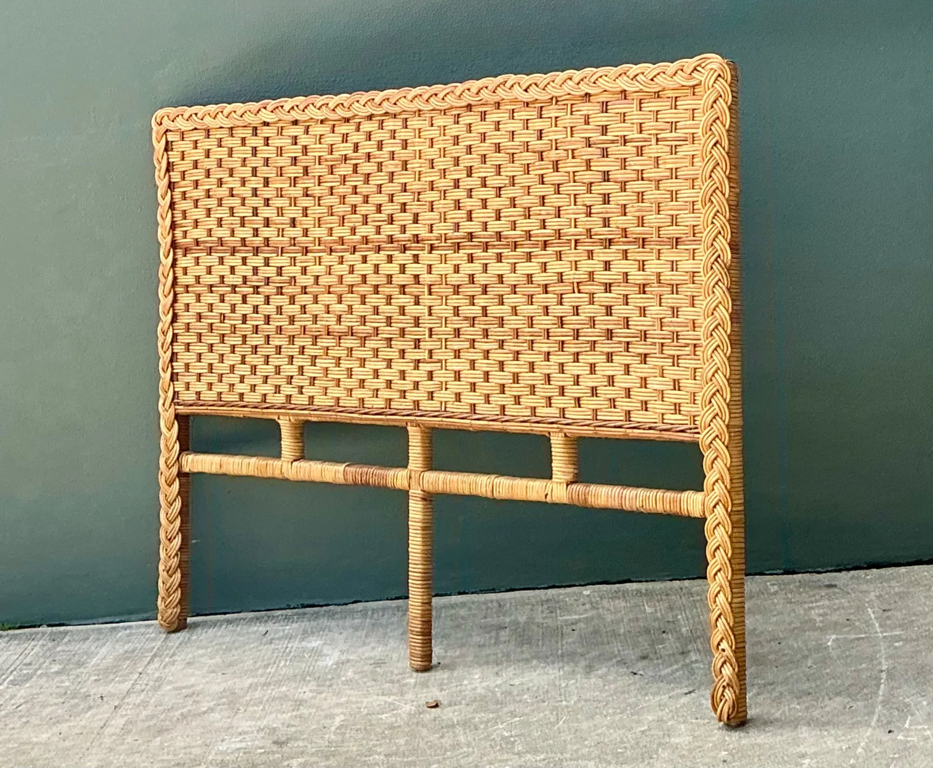 Vintage Braided Rattan Queen Headboard — additional photo 4