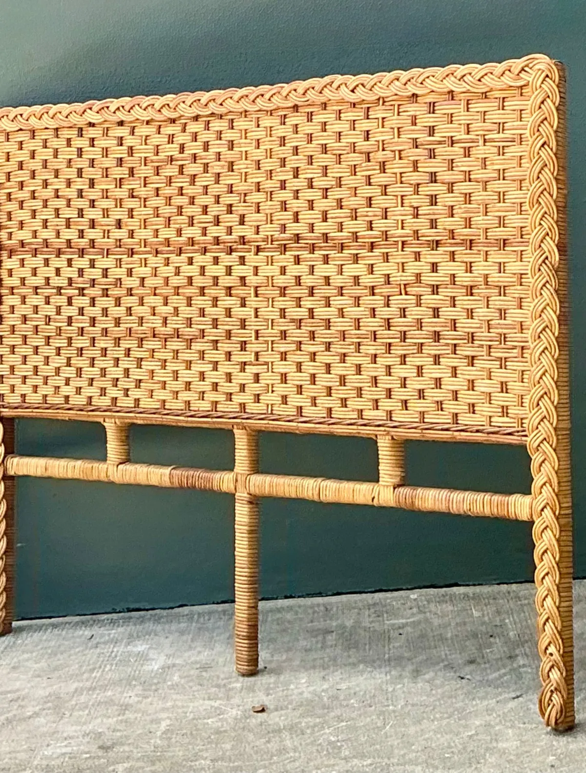 Vintage Braided Rattan Queen Headboard — additional photo 4