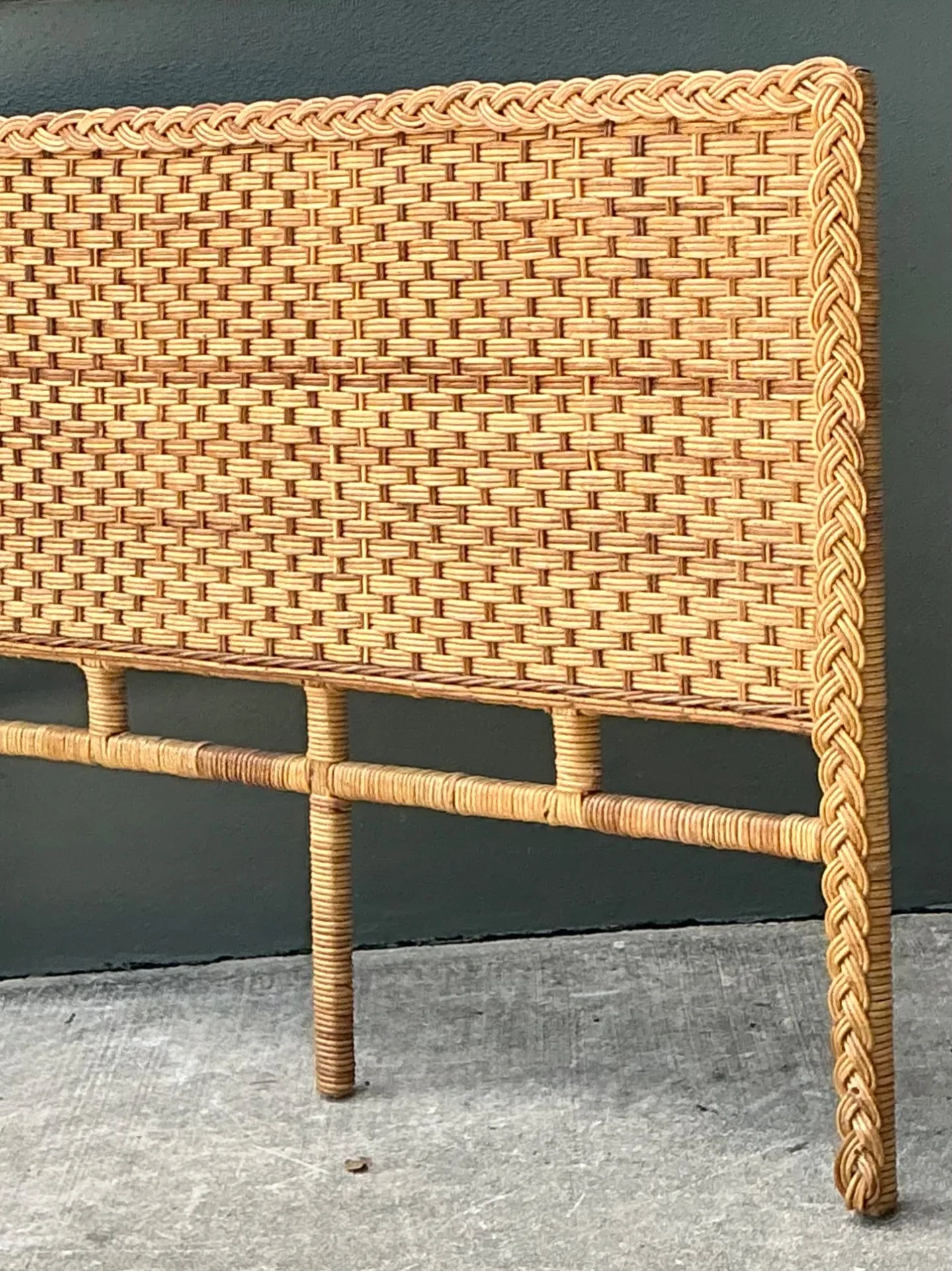 Vintage Braided Rattan Queen Headboard — additional photo 2