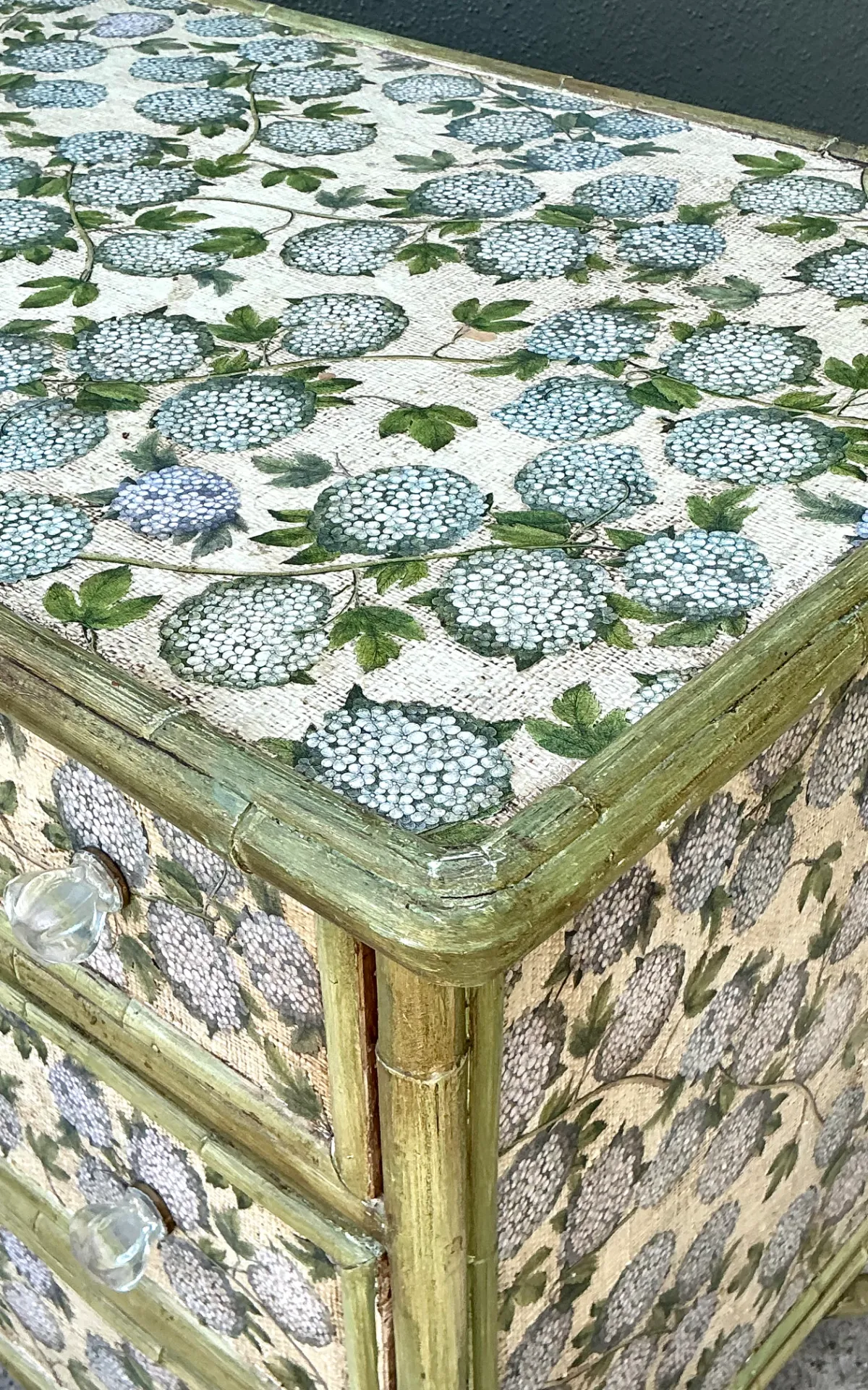 Vintage Rattan and Grasscloth Three-Drawer Chest — additional photo 7
