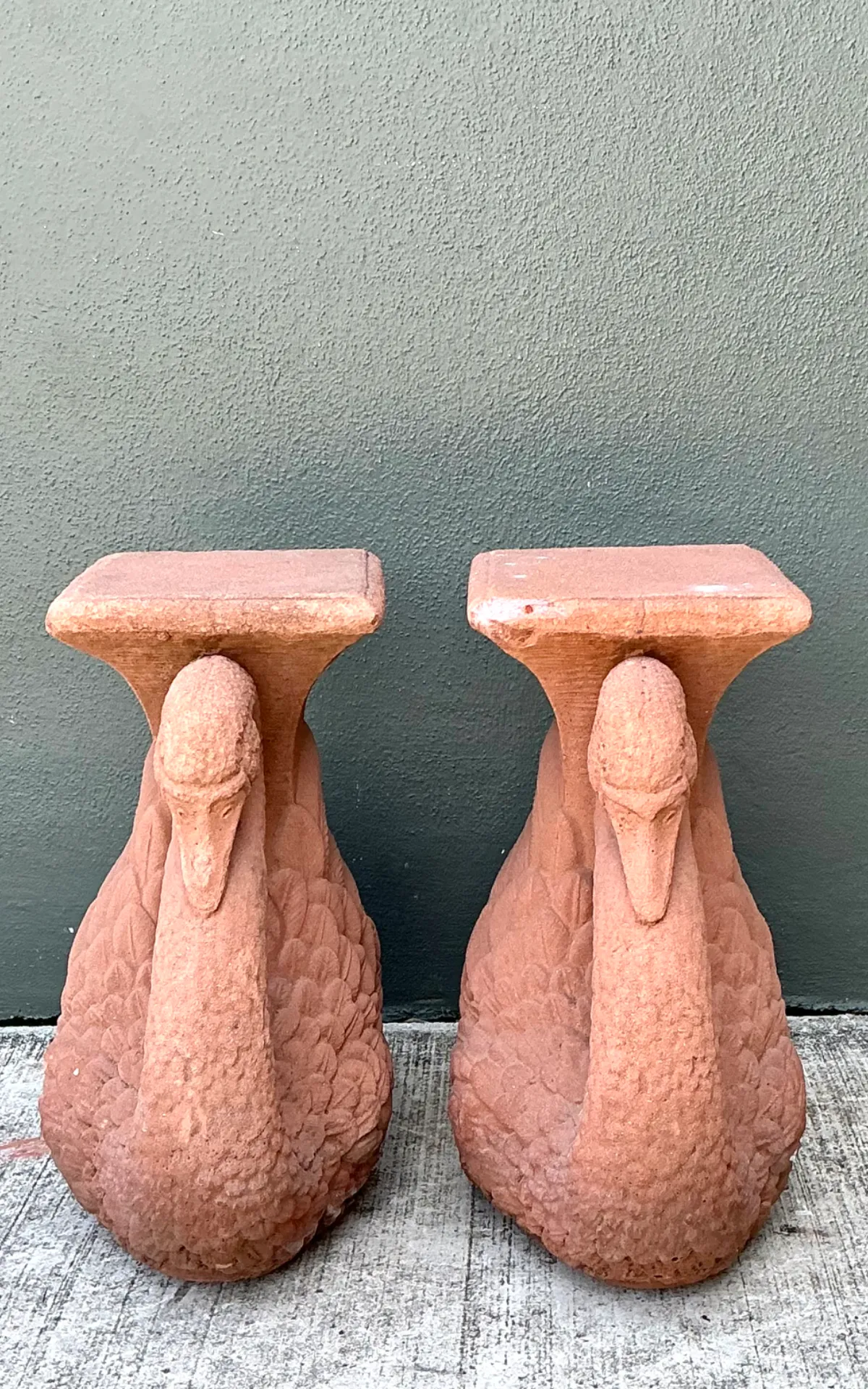 Vintage Cast Cement Swan Low Stools - A Pair — additional photo 4