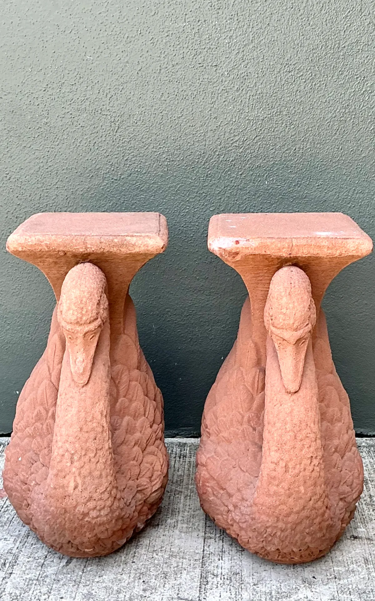 Vintage Cast Cement Swan Low Stools - A Pair — additional photo 7