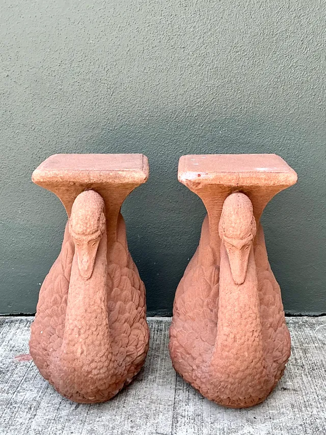 Vintage Cast Cement Swan Low Stools - A Pair — additional photo 7