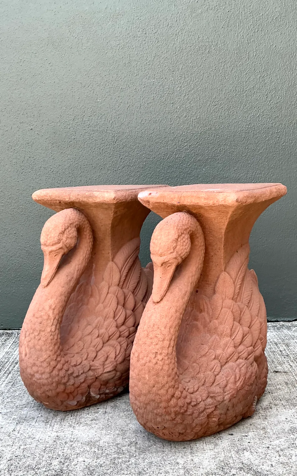 Vintage Cast Cement Swan Low Stools - A Pair — additional photo 8