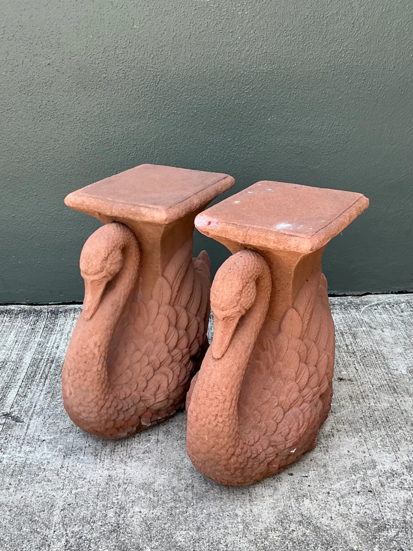Vintage Cast Cement Swan Low Stools - A Pair — additional photo 6
