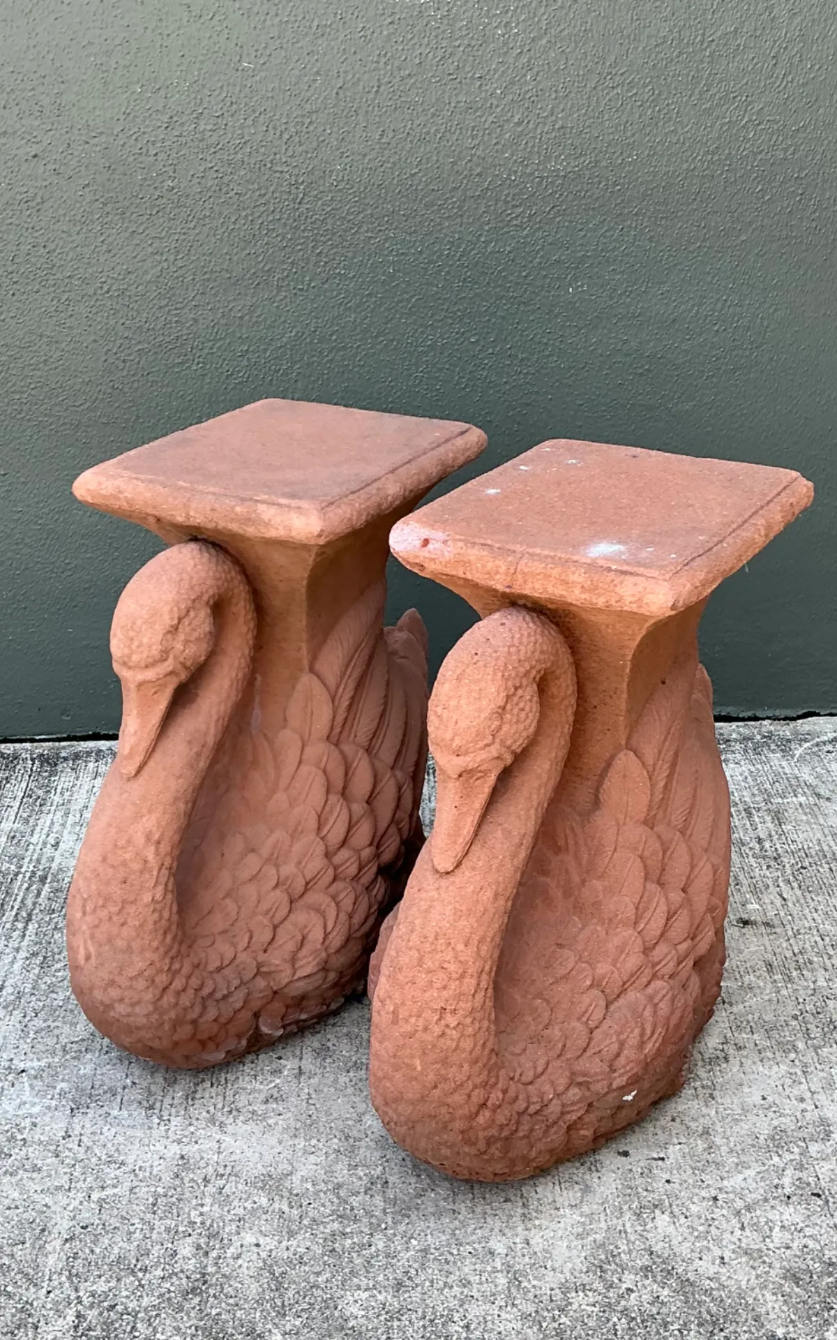 Vintage Cast Cement Swan Low Stools - A Pair — additional photo 6