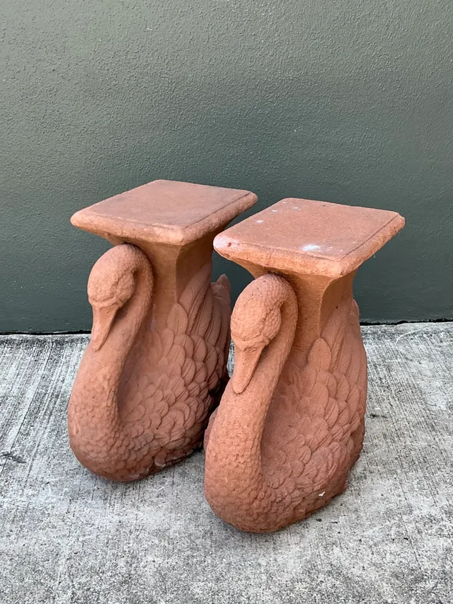 Vintage Cast Cement Swan Low Stools - A Pair — additional photo 6