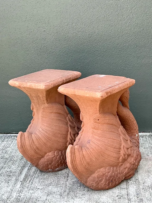 Vintage Cast Cement Swan Low Stools - A Pair — additional photo 3