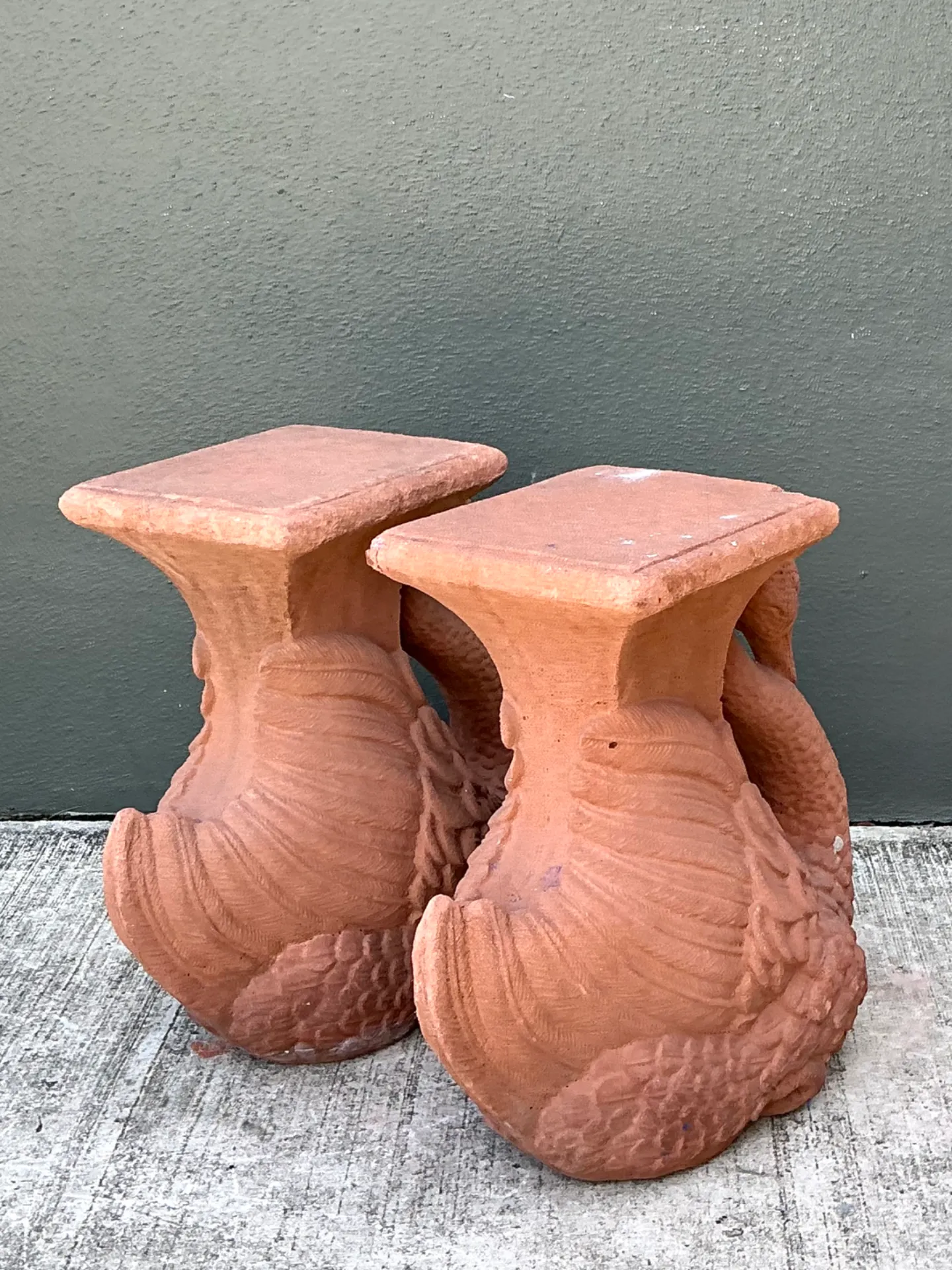 Vintage Cast Cement Swan Low Stools - A Pair — additional photo 5