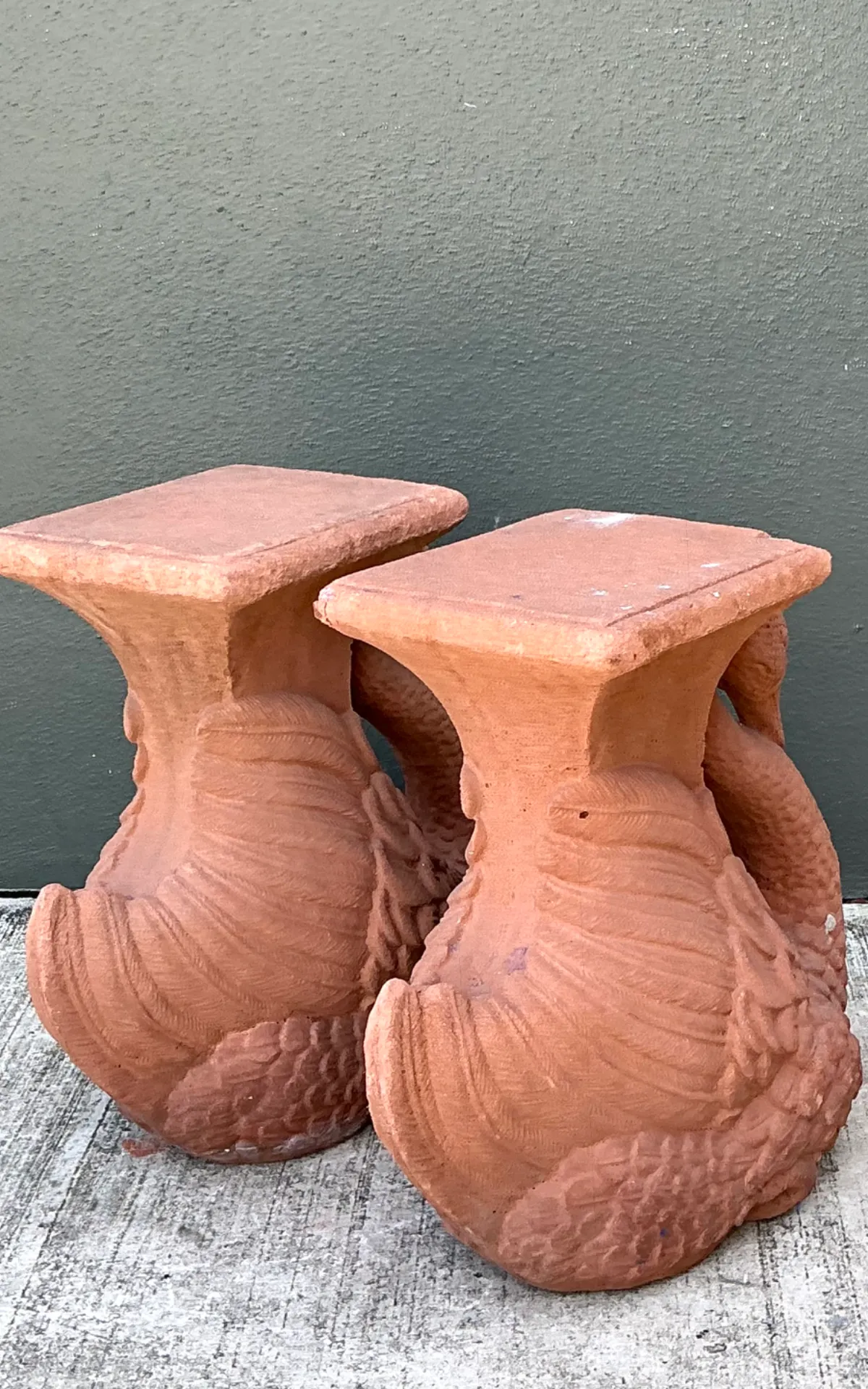Vintage Cast Cement Swan Low Stools - A Pair — additional photo 5