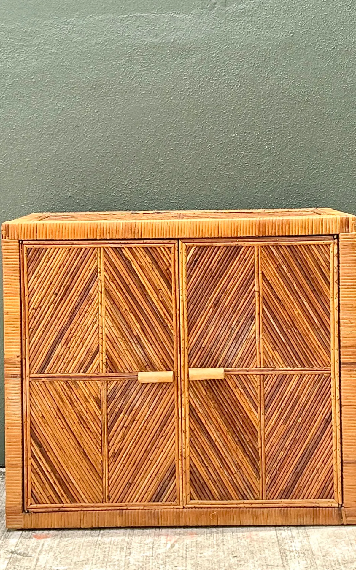 Vintage Rattan Chevron Cabinet — additional photo 8