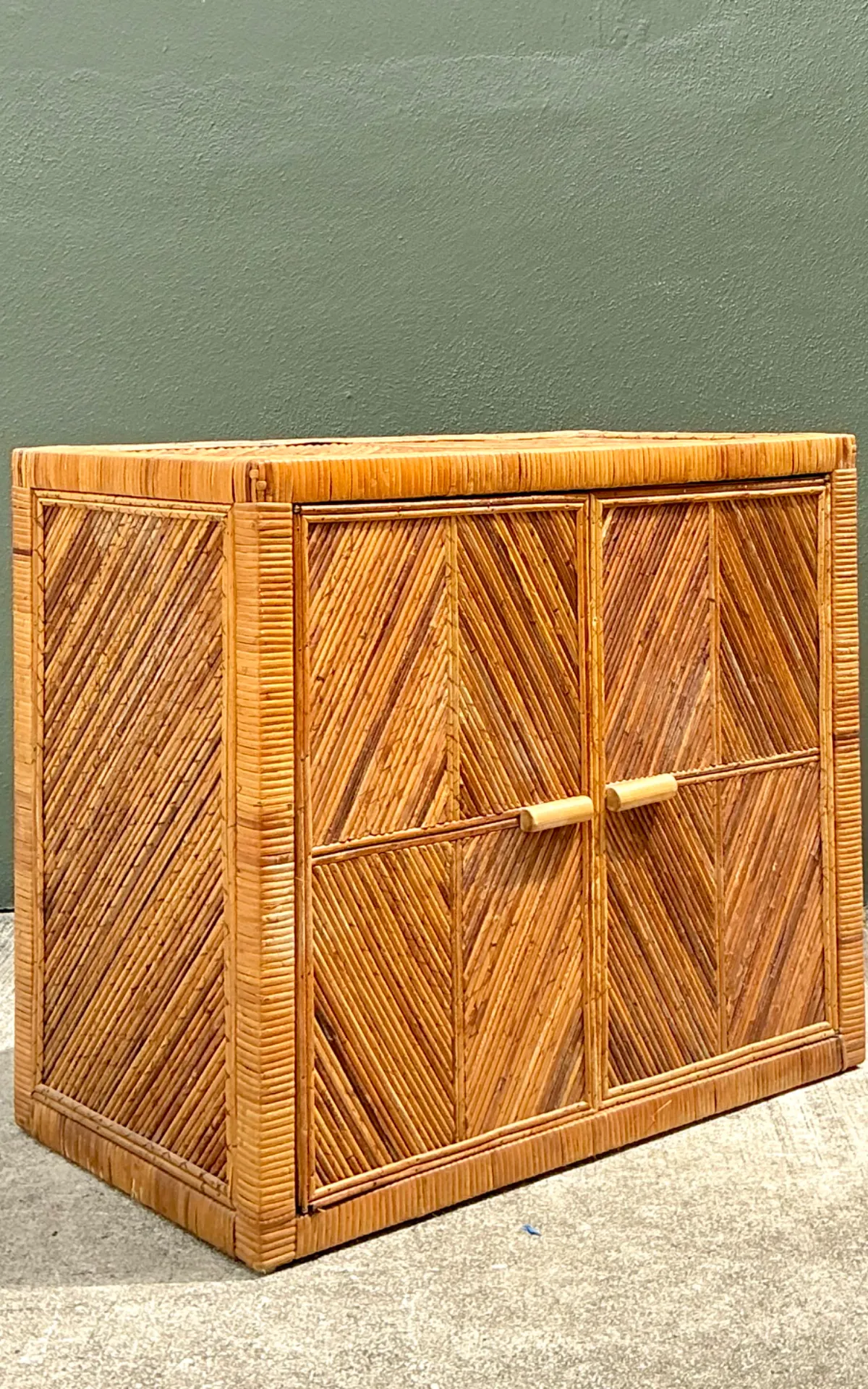 Vintage Rattan Chevron Cabinet — additional photo 5
