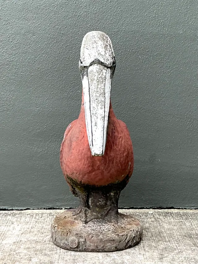 Vintage Painted Cement Pelican Sculpture — additional photo 2