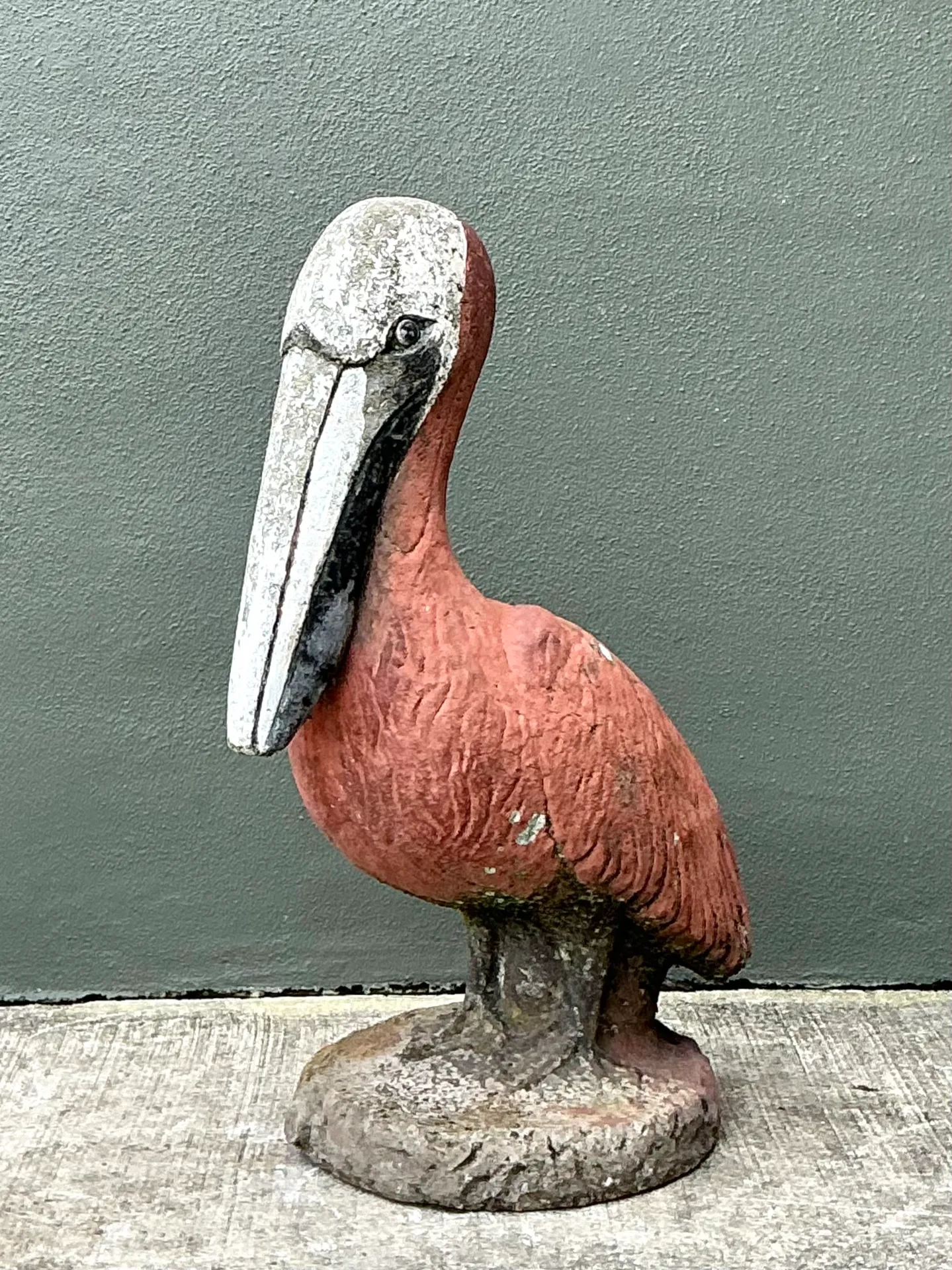 Vintage Painted Cement Pelican Sculpture — additional photo 7