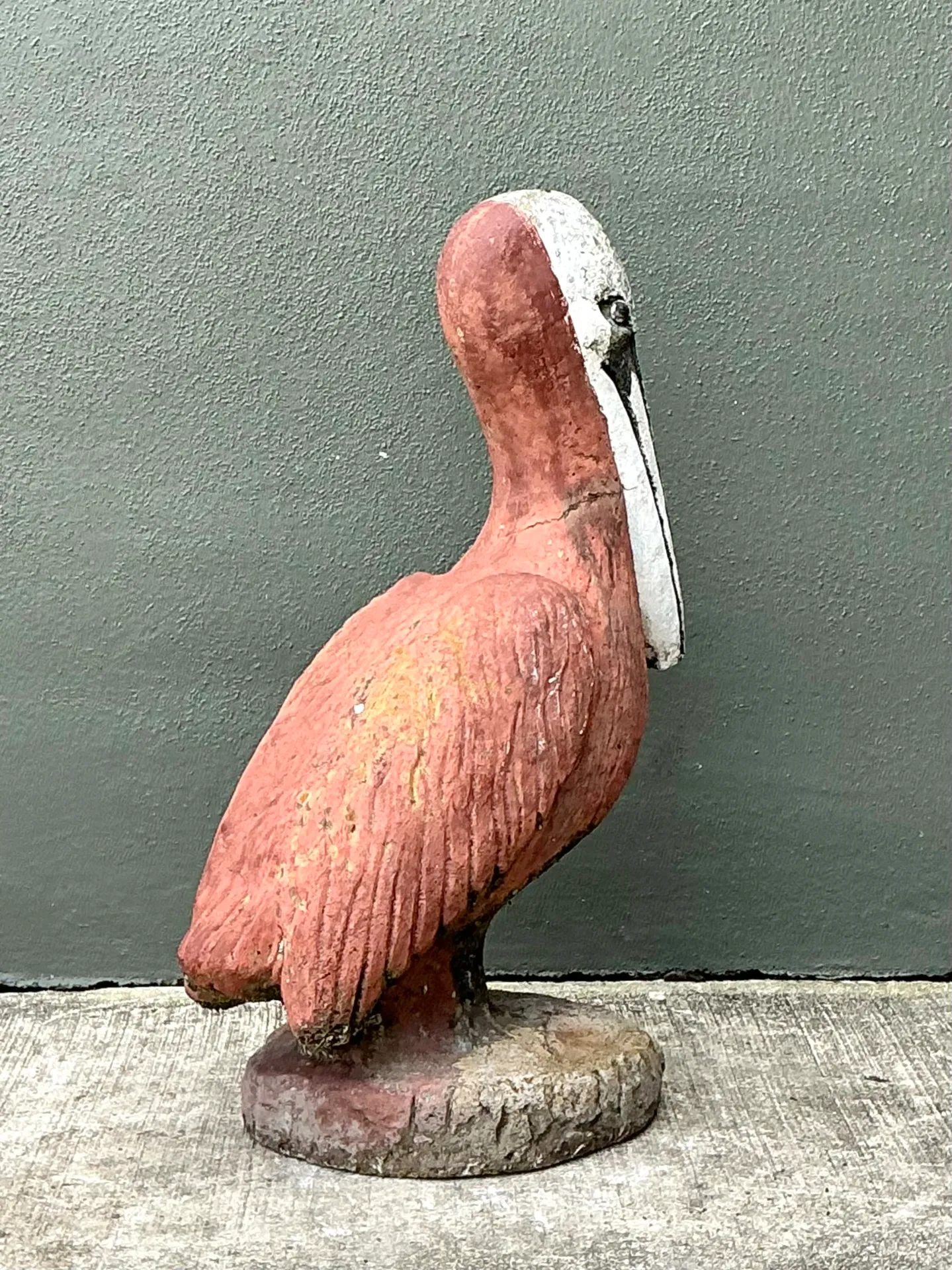 Vintage Painted Cement Pelican Sculpture — additional photo 1
