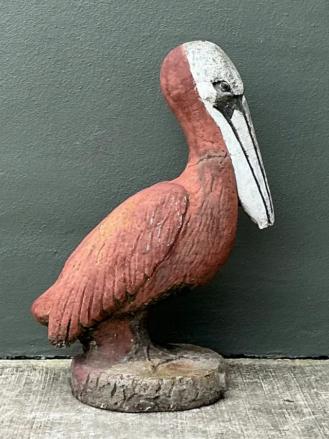 Vintage Painted Cement Pelican Sculpture — additional photo 4