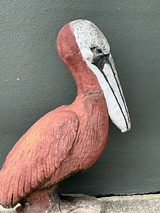 Vintage Painted Cement Pelican Sculpture — additional photo 8
