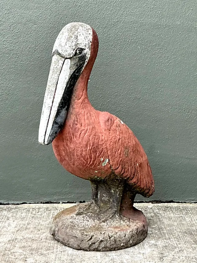 Vintage Painted Cement Pelican Sculpture — additional photo 5