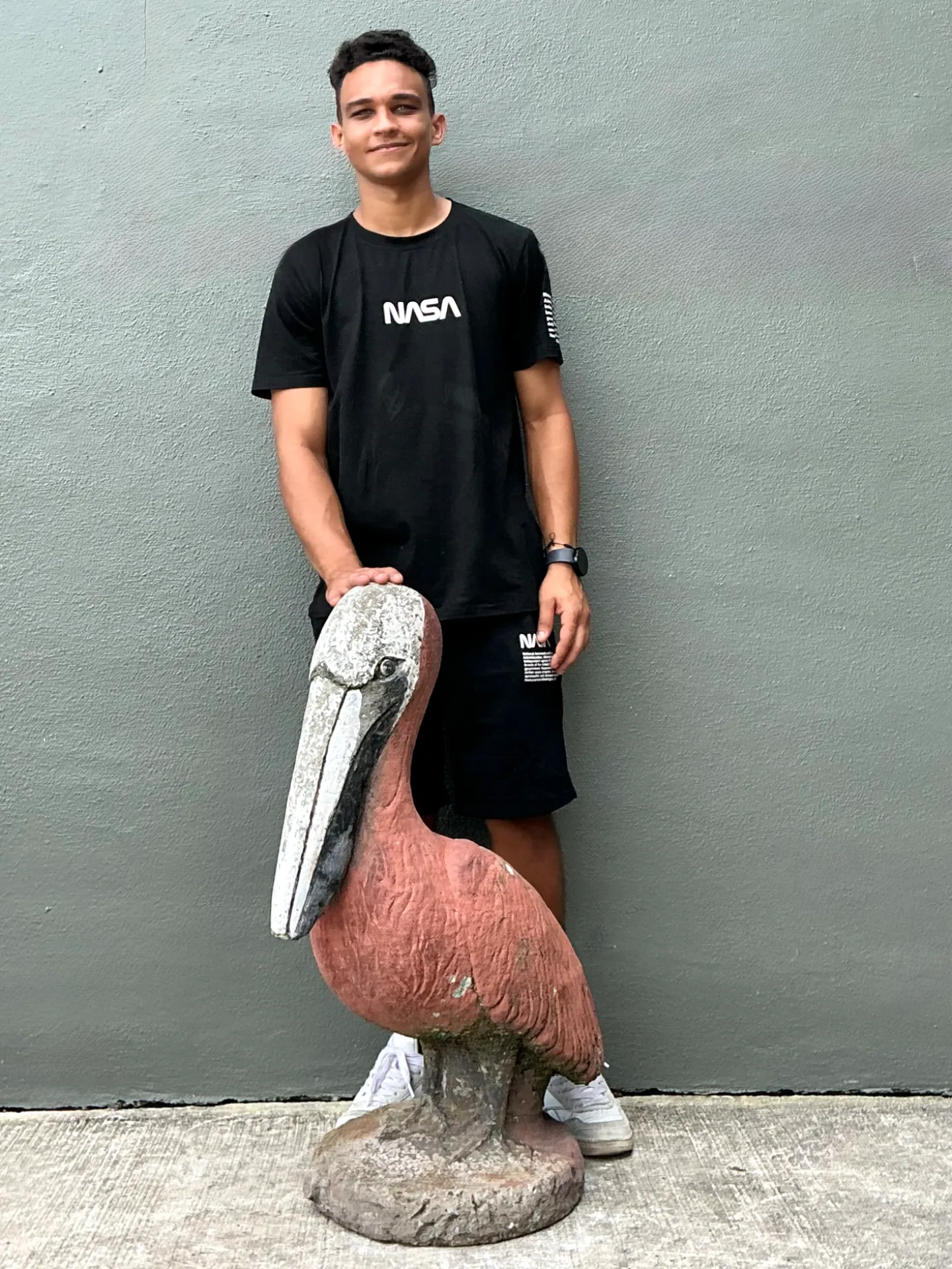 Vintage Painted Cement Pelican Sculpture — additional photo 3