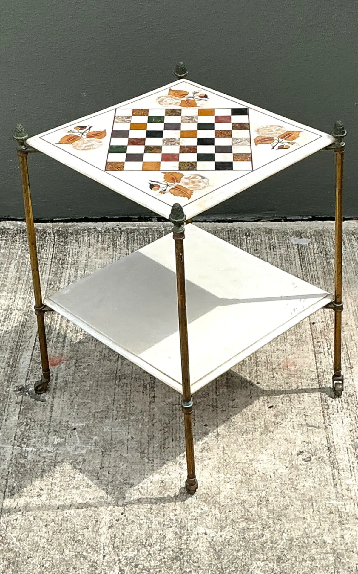 Vintage Marble Inlay Chessboard Side Table — additional photo 7