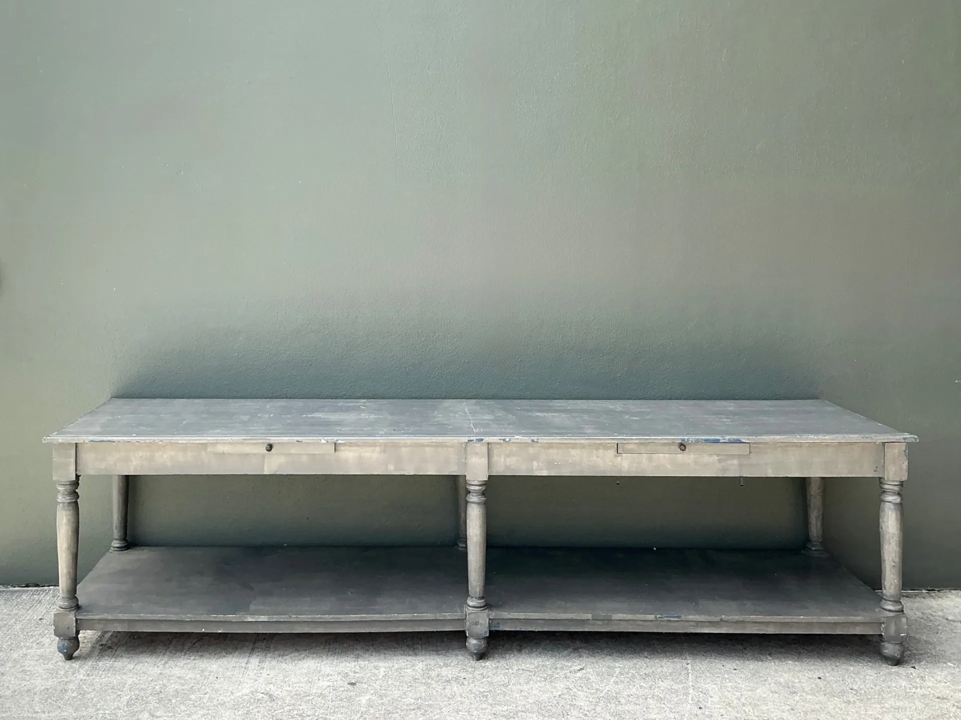 Monumental Vintage Rustic Wooden Farm Table — additional photo 2