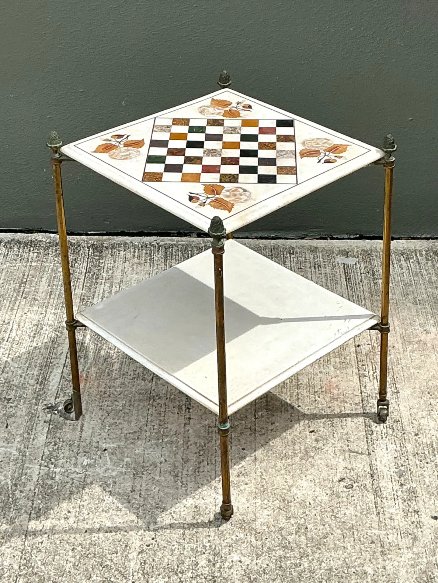 Vintage Marble Inlay Chessboard Side Table — additional photo 5