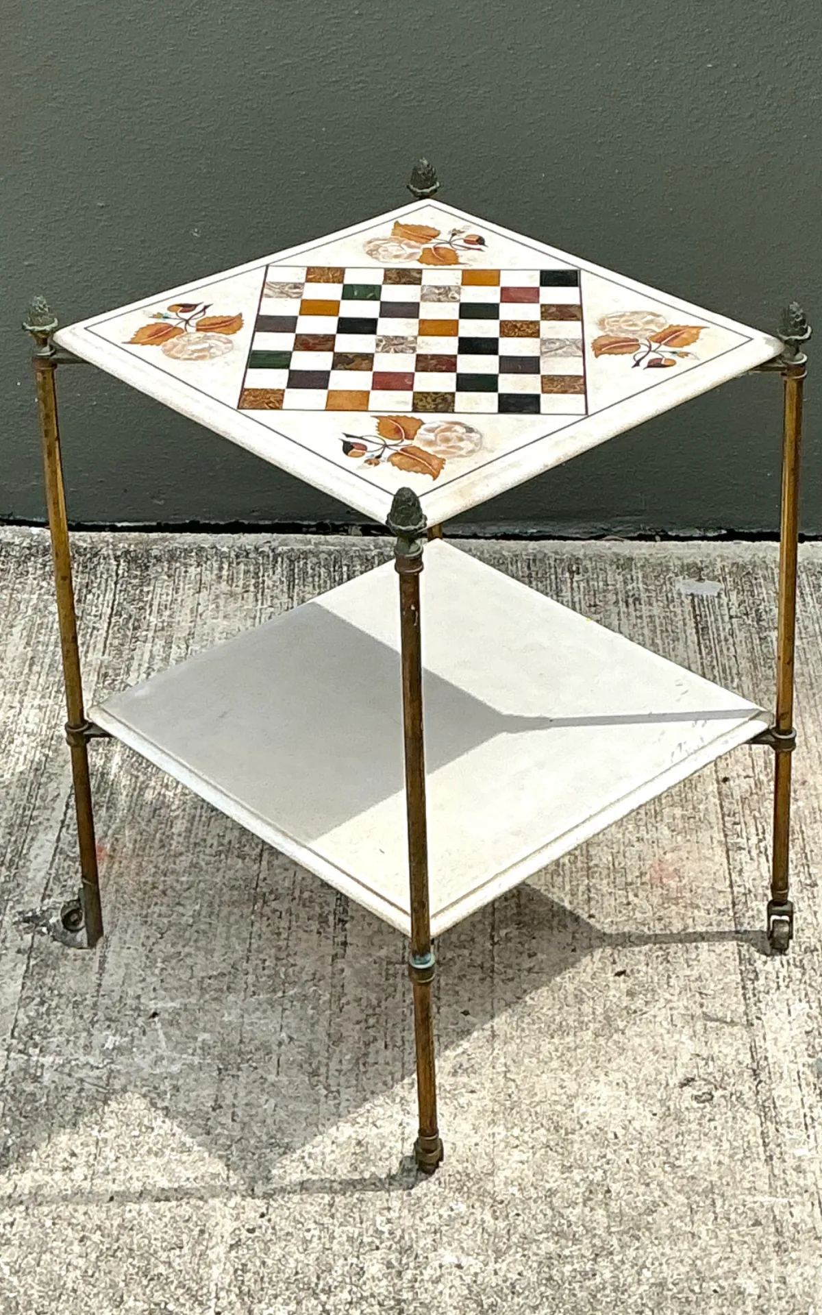 Vintage Marble Inlay Chessboard Side Table — additional photo 5
