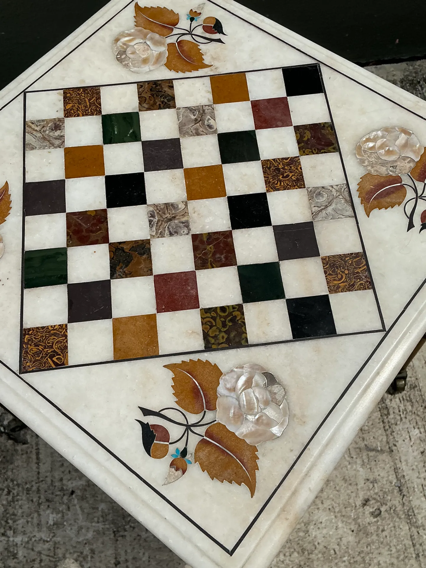 Vintage Marble Inlay Chessboard Side Table — additional photo 8