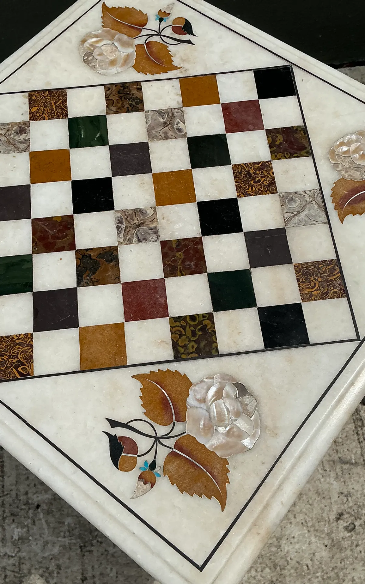 Vintage Marble Inlay Chessboard Side Table — additional photo 8